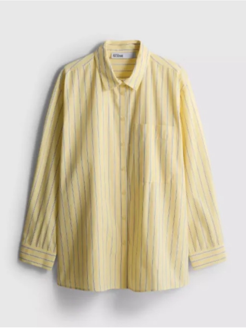 Primark Light Yellow Button-Down Shirt with Navy Stripes